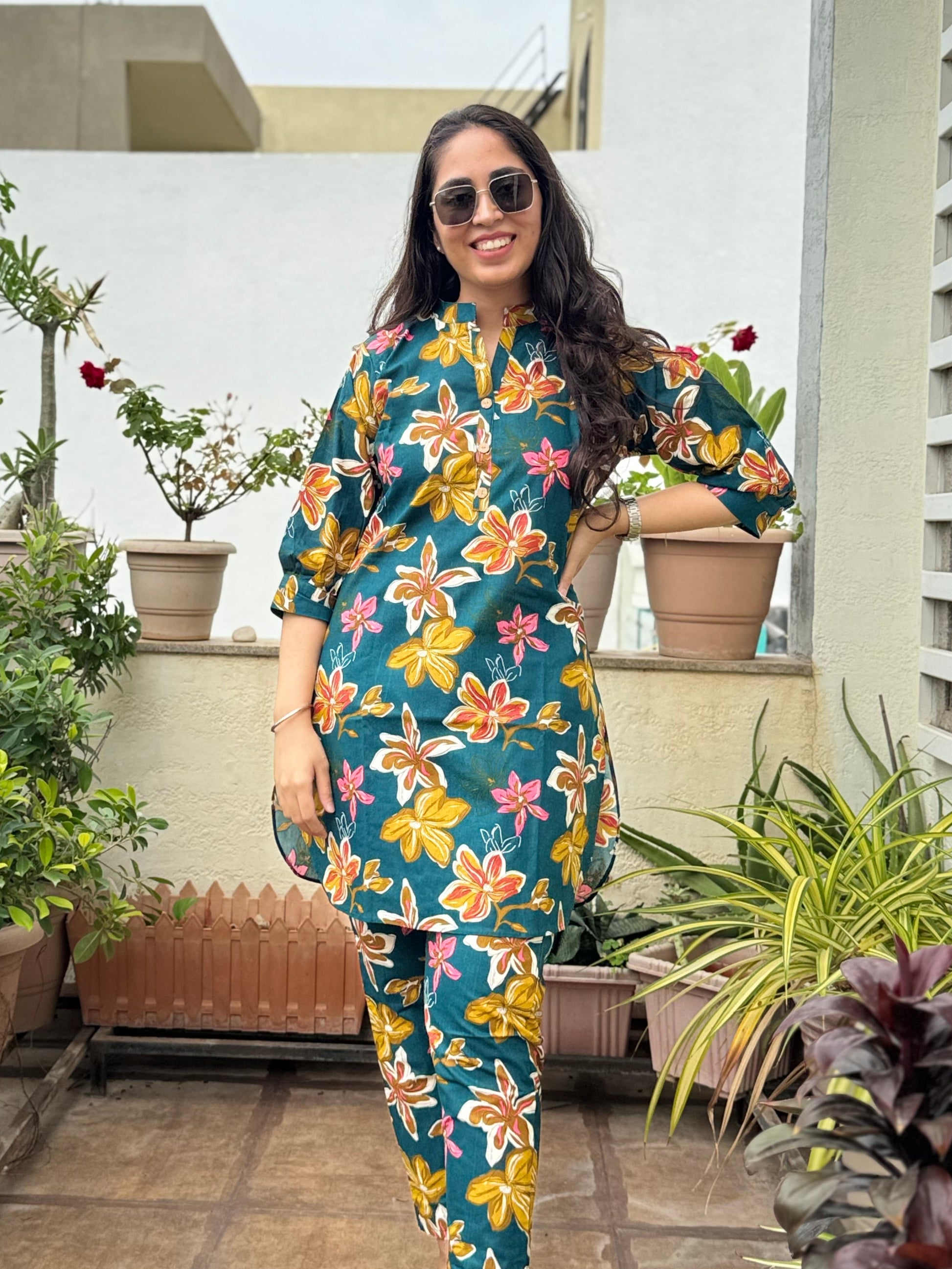 Baaghini – Teal Floral Co-ord Set