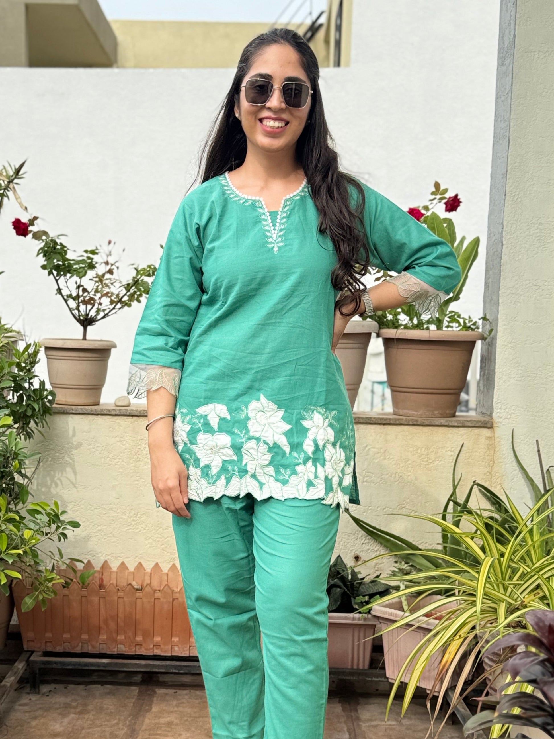 Vanya – Pastel Green Cutwork Co-ord Set