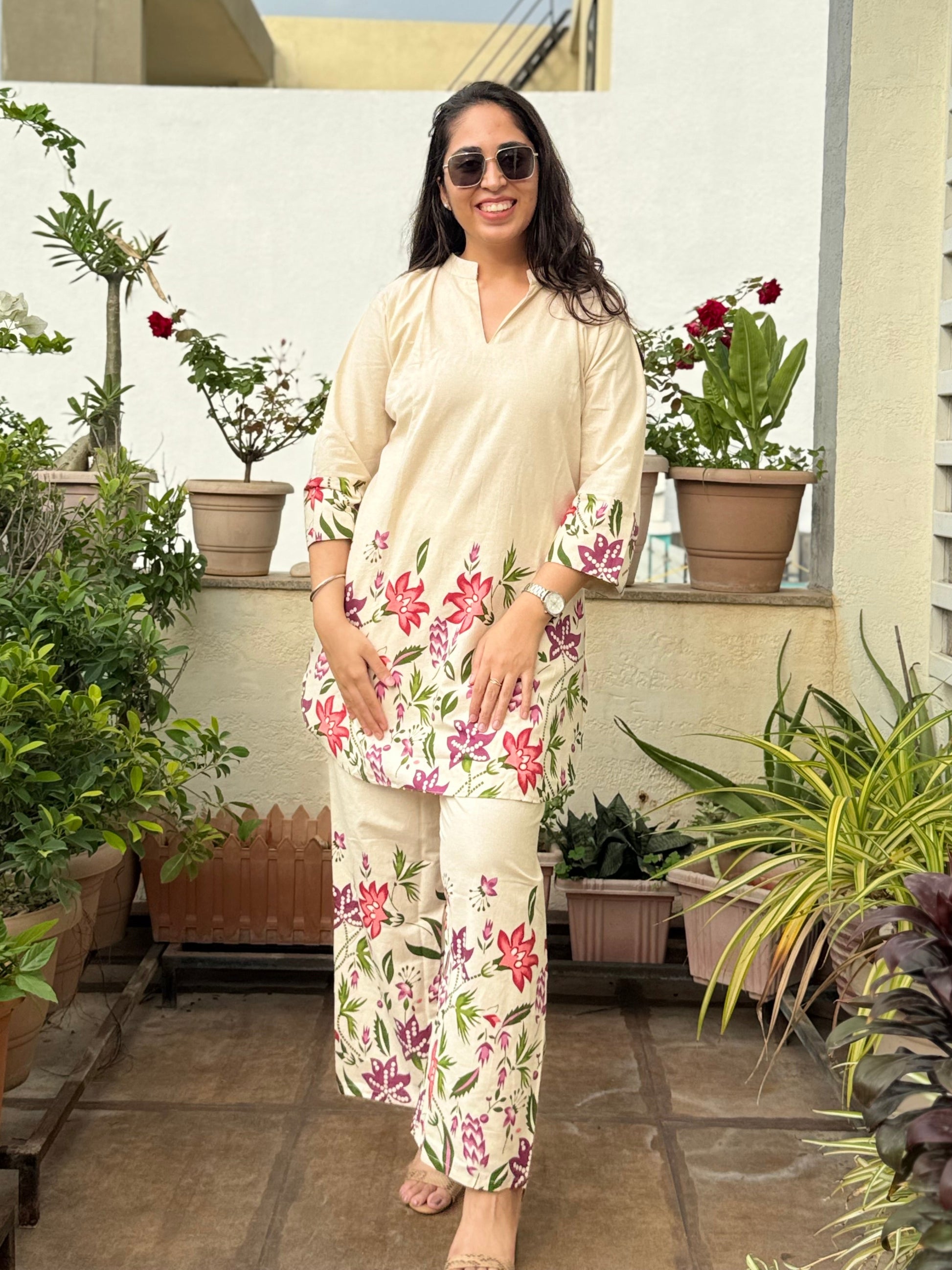 Phoolra — Cream Multicolor Printed Co-ord Set