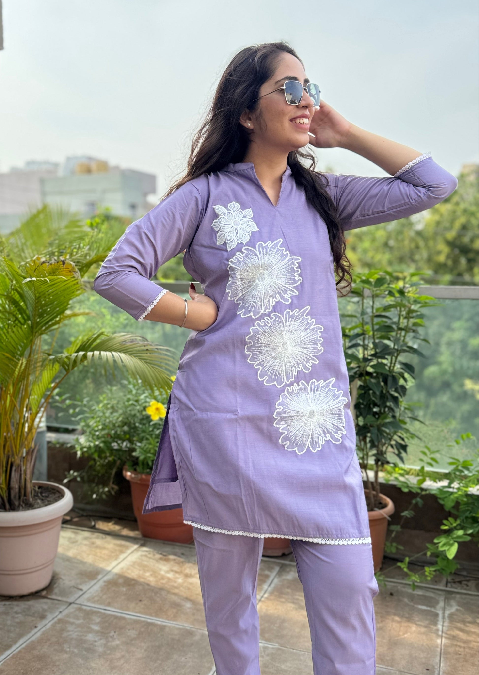 Aranya — Lavender Embellished Co-ord Set