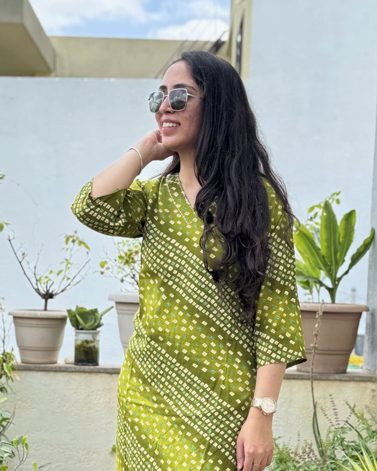 Saanvi - Green Bandhani Co-ord Set — view 5