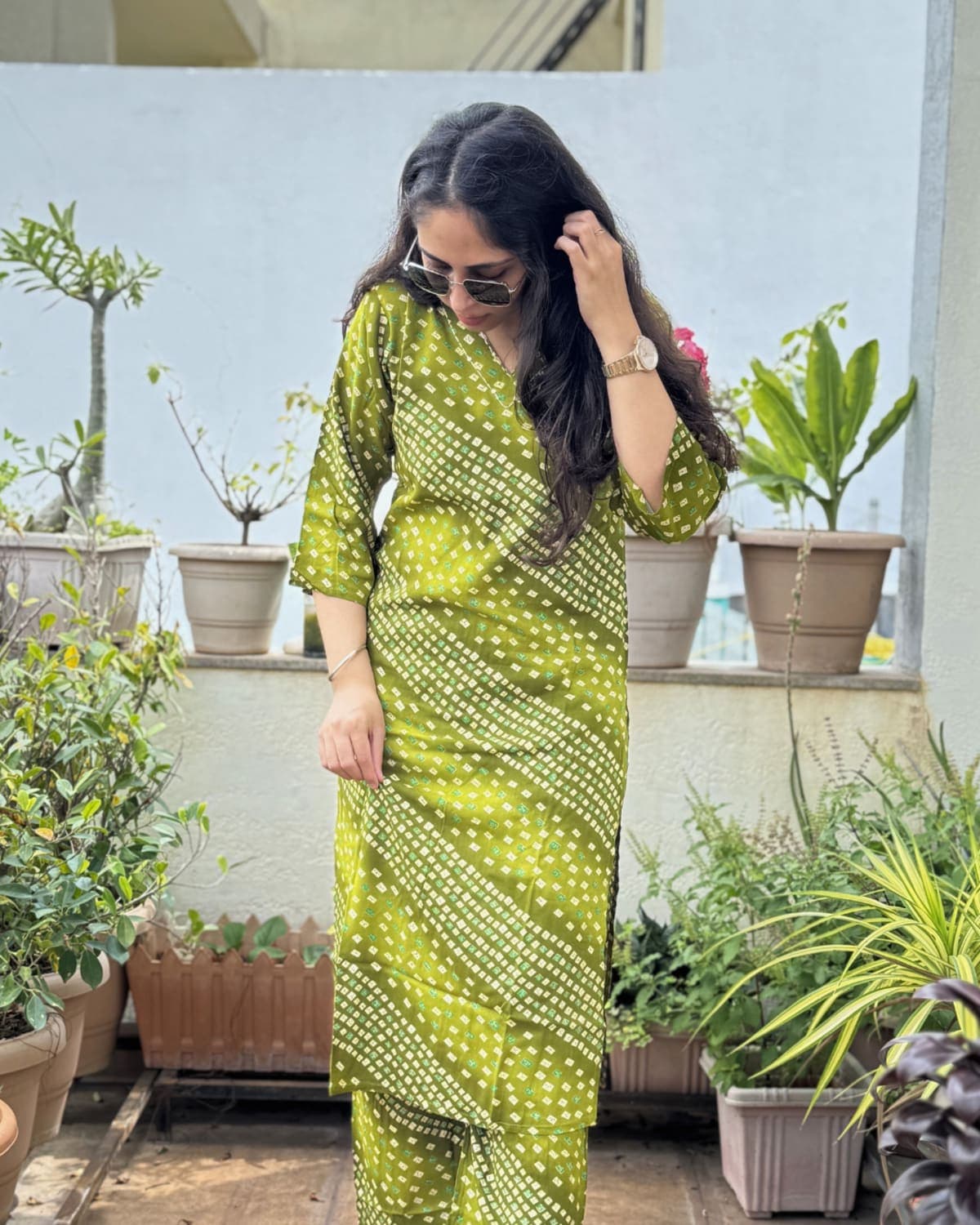 Saanvi - Green Bandhani Co-ord Set — view 4