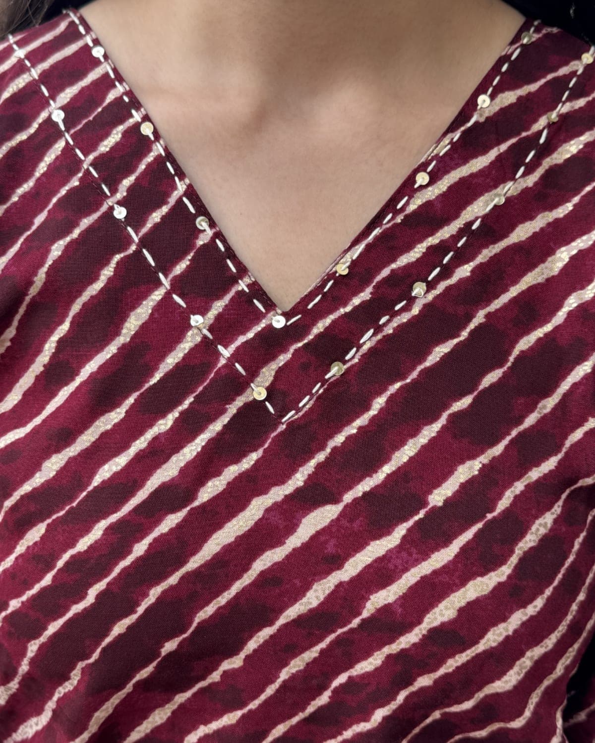 Vaidehi - Maroon Leheriya Co-ord Set — view 2