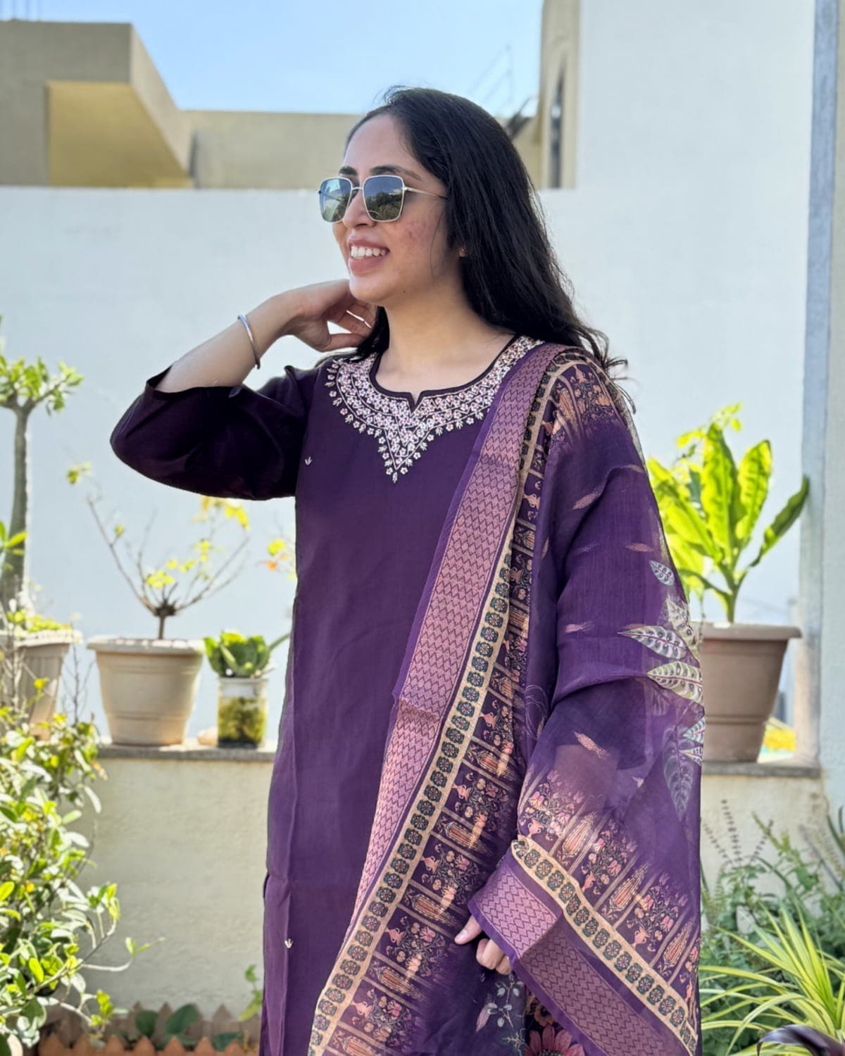 Ishira - Purple Handwork 3-piece Suit — view 4