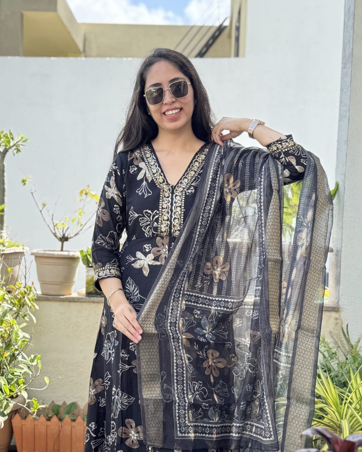 Tanirika - Printed Gher 3-piece Suit — view 6