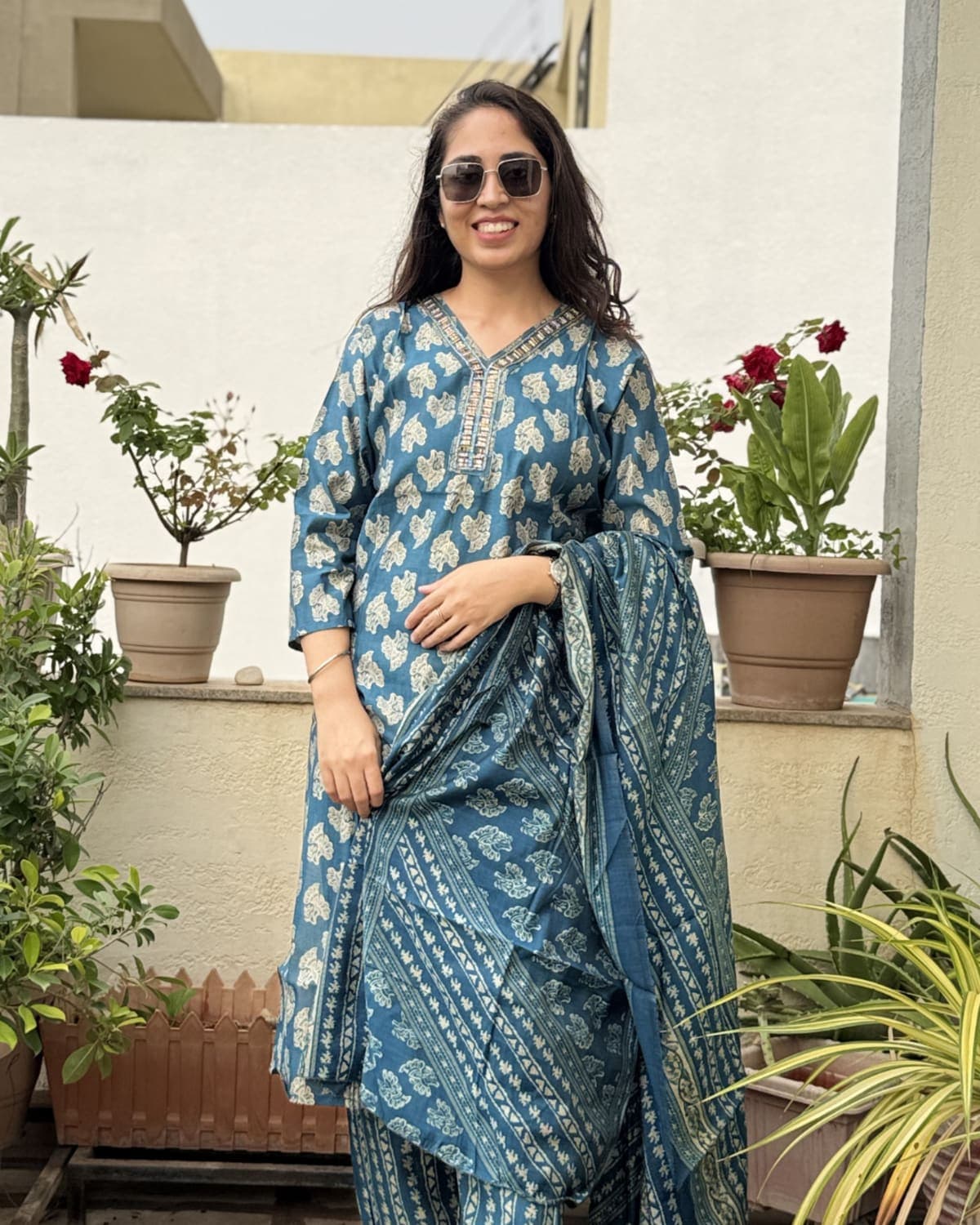 Arohini - Printed Suit with Stone Work