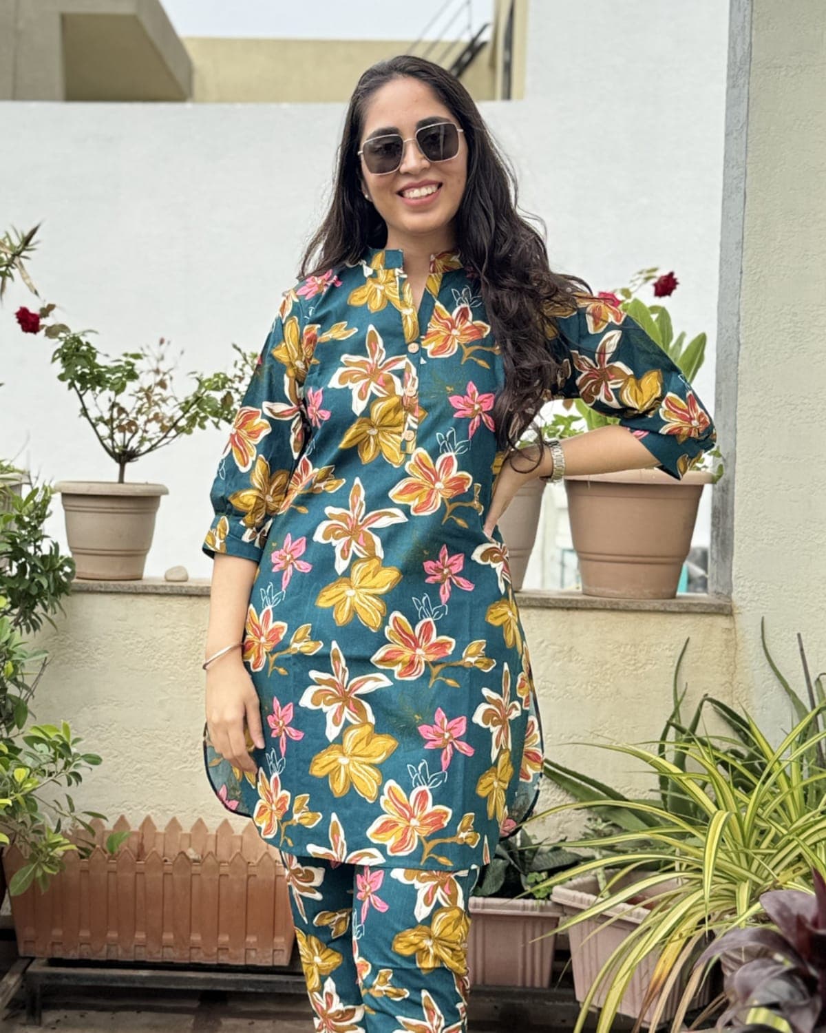 Baaghini - Teal Floral Co-ord Set