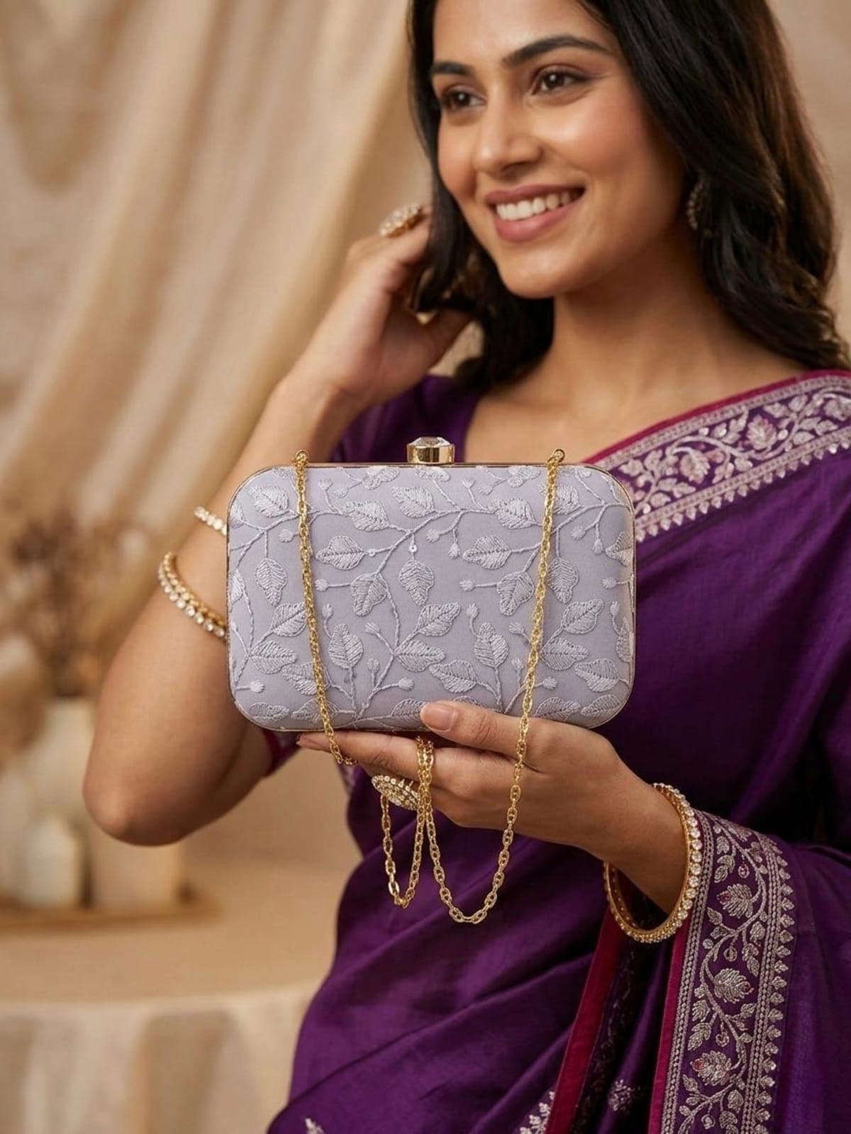 Embroidered Box Clutch — view 2