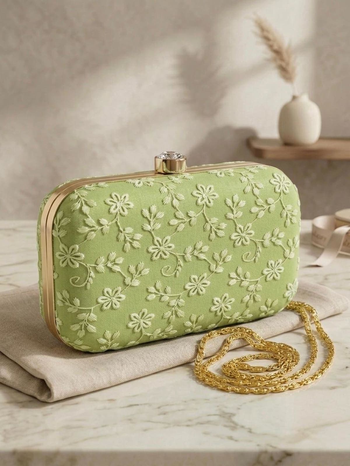 Embroidered Box Clutch