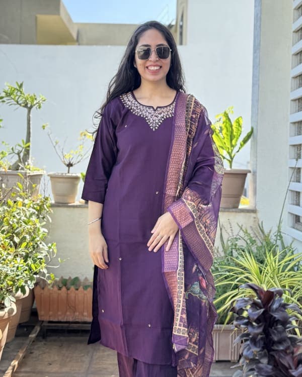 Ishira - Purple Handwork 3-piece Suit