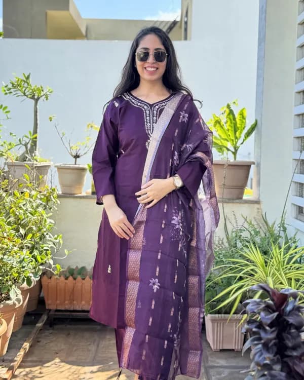 Yamika - Purple Handwork 3-piece Suit