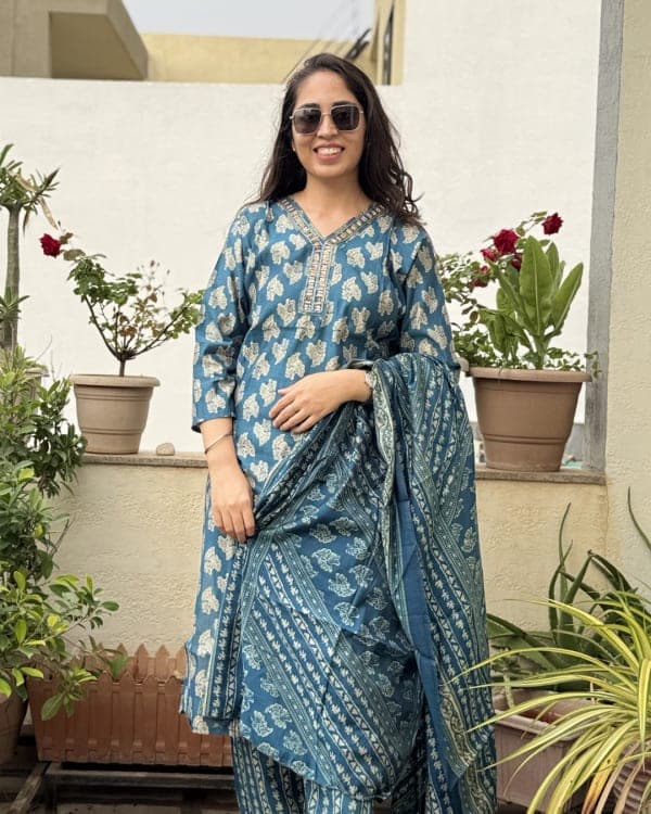 Arohini - Printed Suit with Stone Work