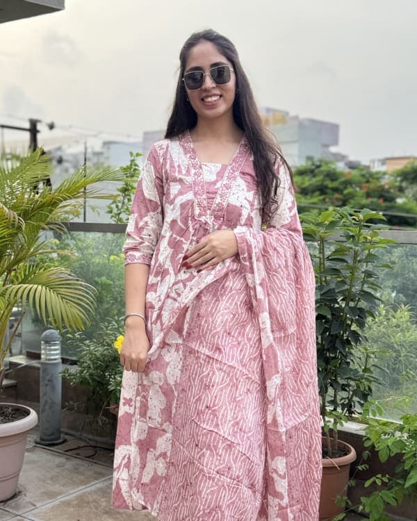 Ruhi - Printed Cotton Gher Suit