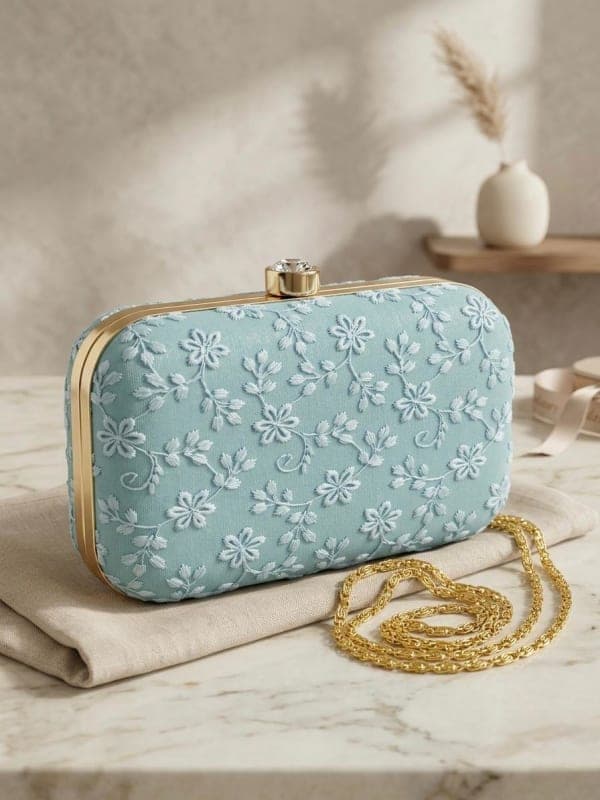Embroidered Box Clutch