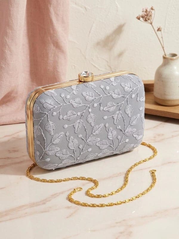 Embroidered Box Clutch