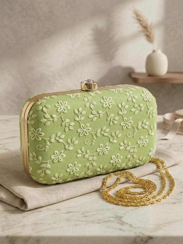 Embroidered Box Clutch