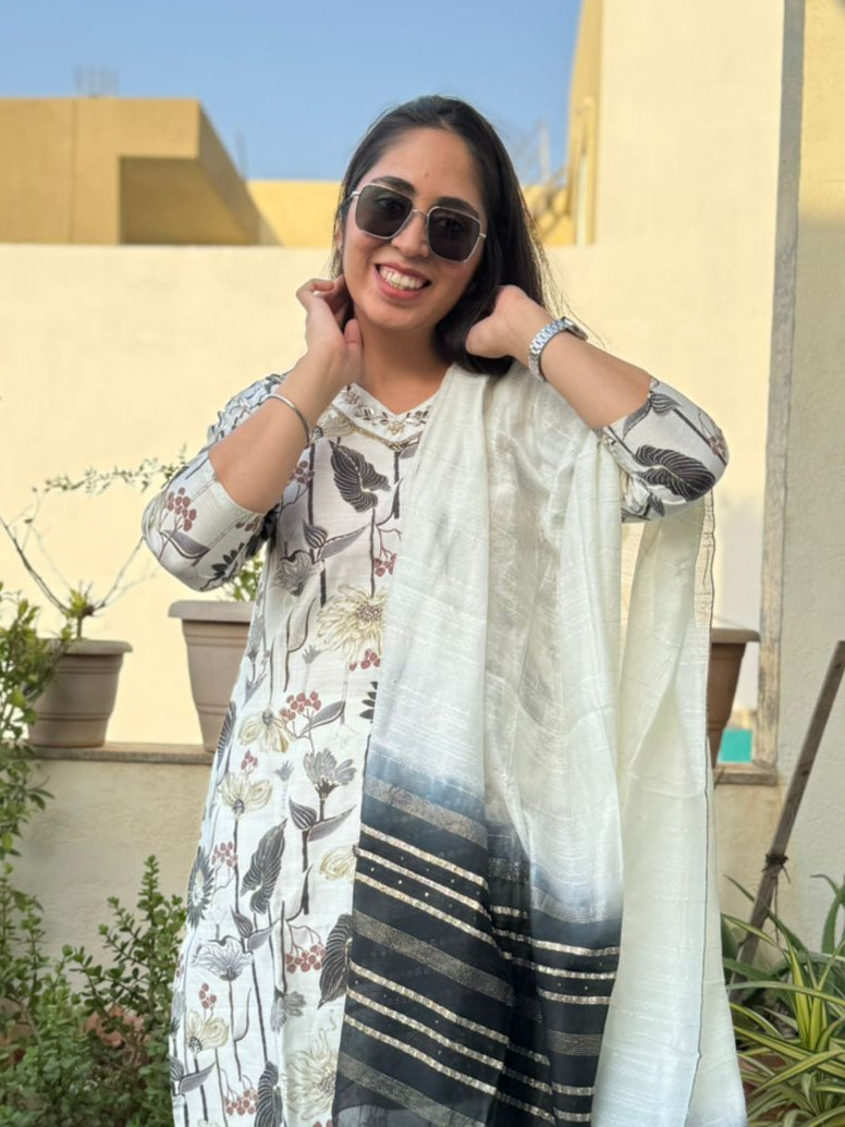 Kumud — White Printed Suit Set