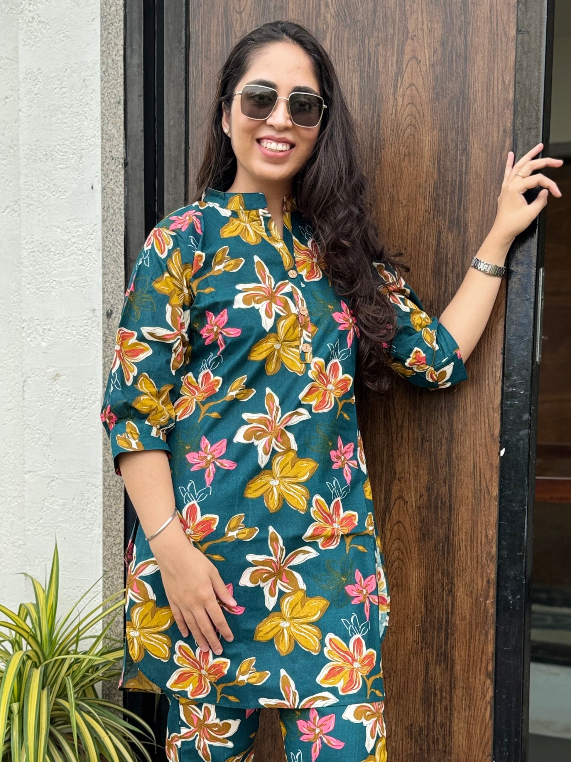 Baaghini – Teal Floral Co-ord Set
