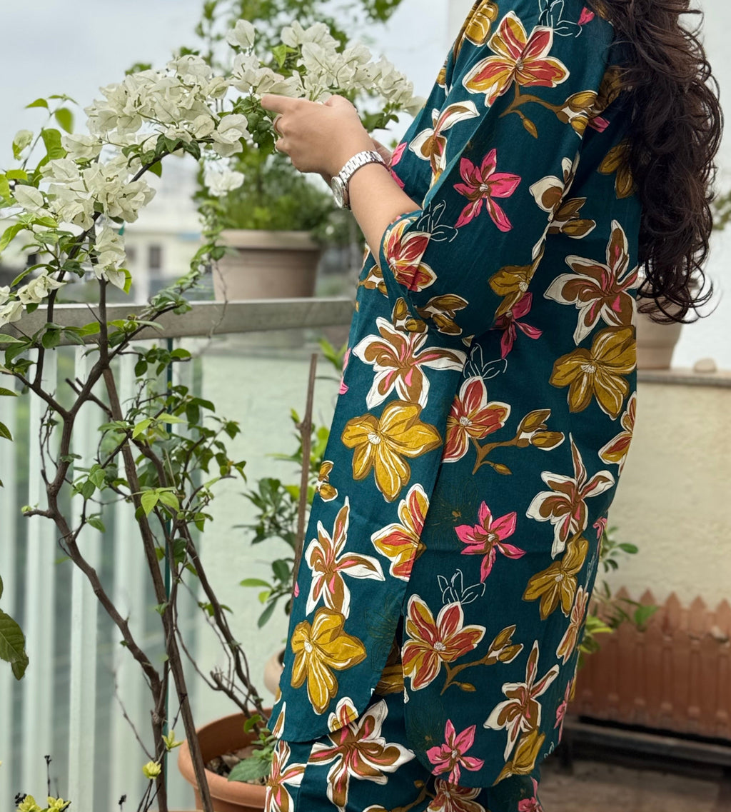 Baaghini – Teal Floral Co-ord Set