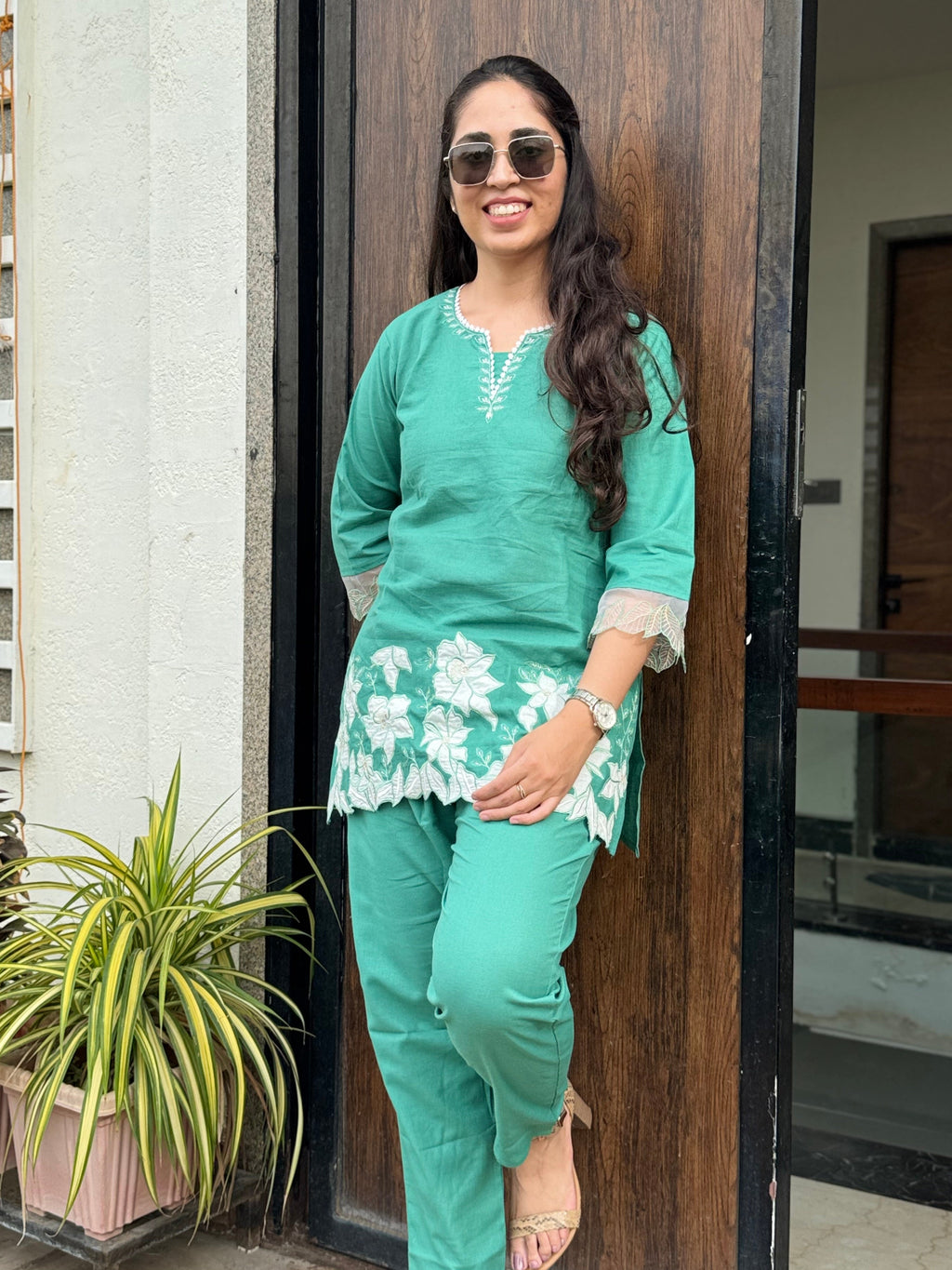 Vanya – Pastel Green Cutwork Co-ord Set