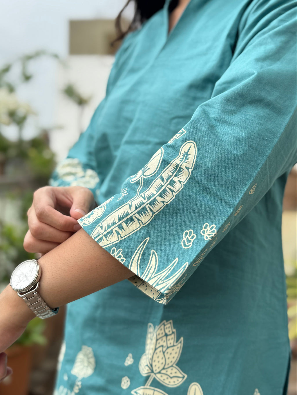 Indiraa - Blue & White Printed Co-ord Set