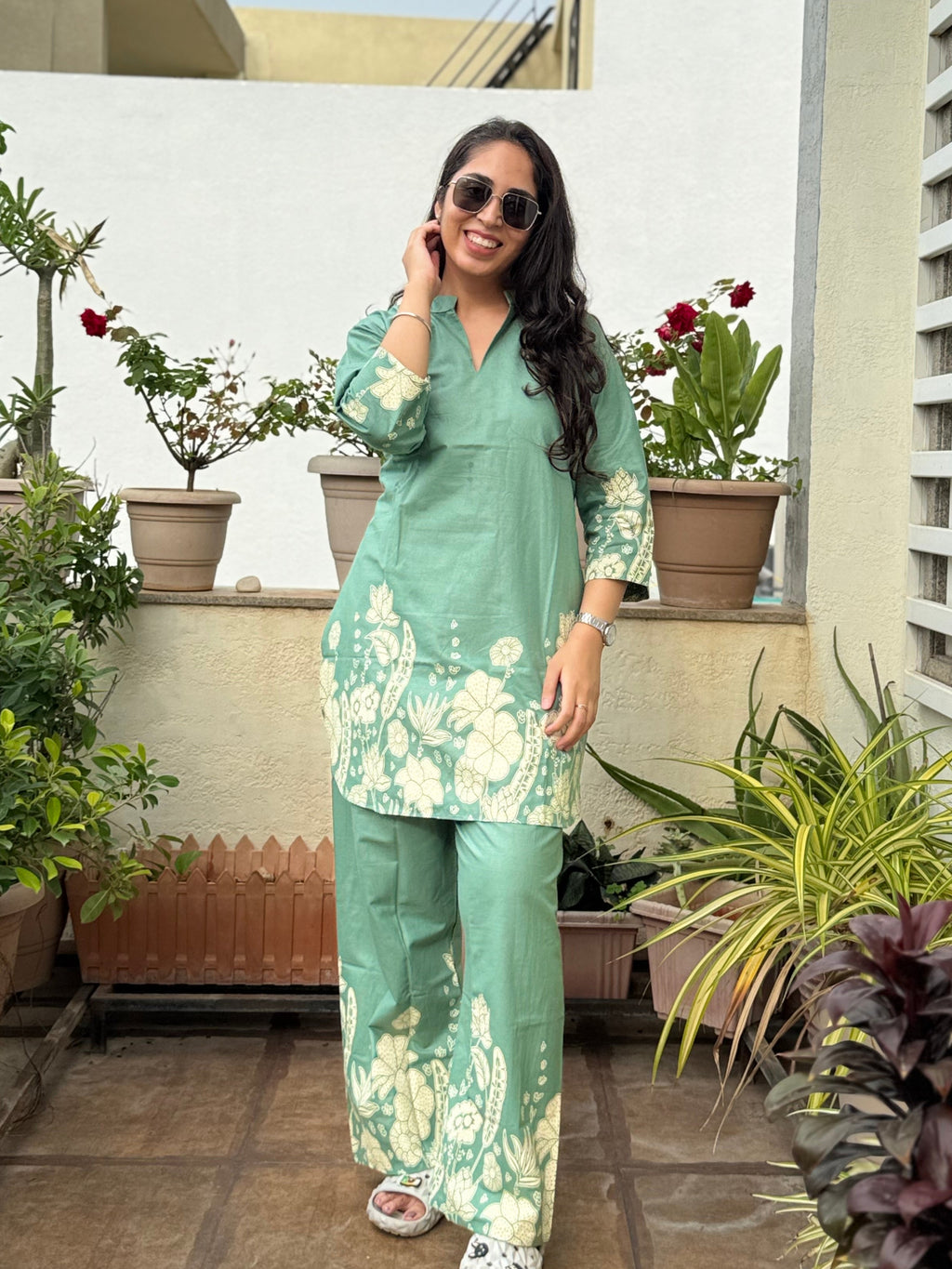 Pravaah – Pastel Green Floral Co-ord Set