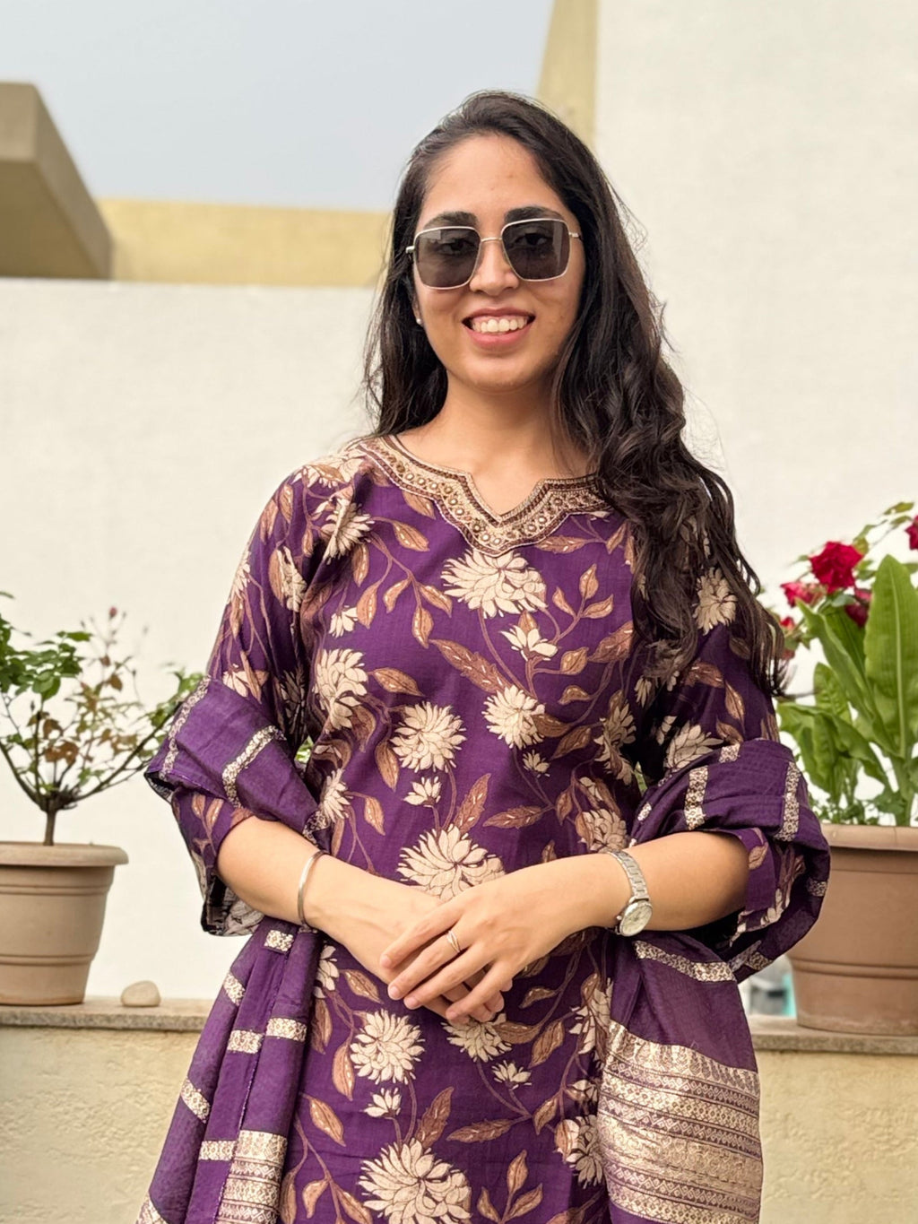 Vritika – Purple Wine Printed Suit Set