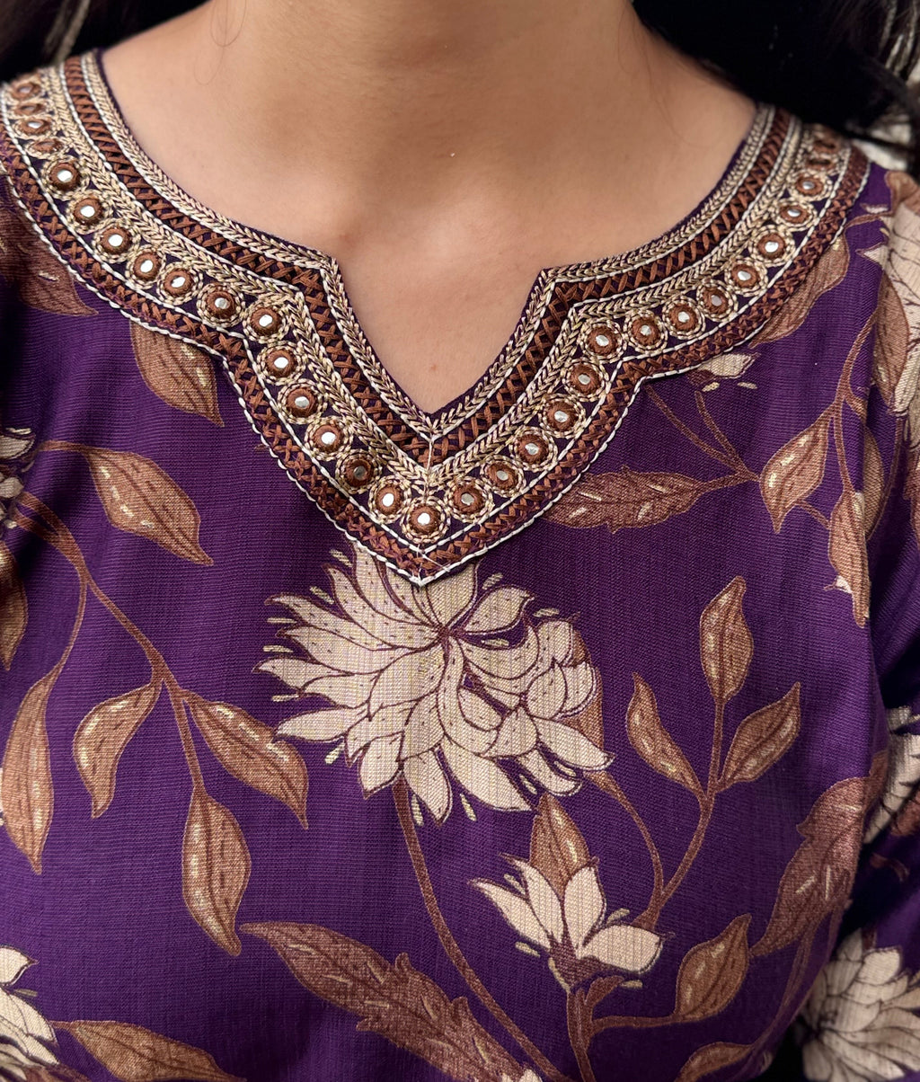 Vritika – Purple Wine Printed Suit Set