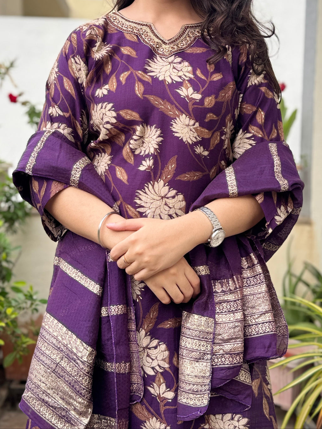 Vritika – Purple Wine Printed Suit Set
