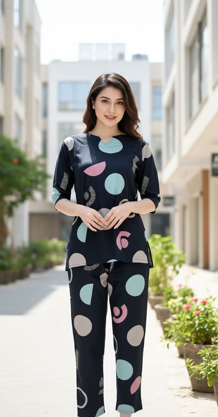 Chitrani – Navy Blue Printed Co-ord Set