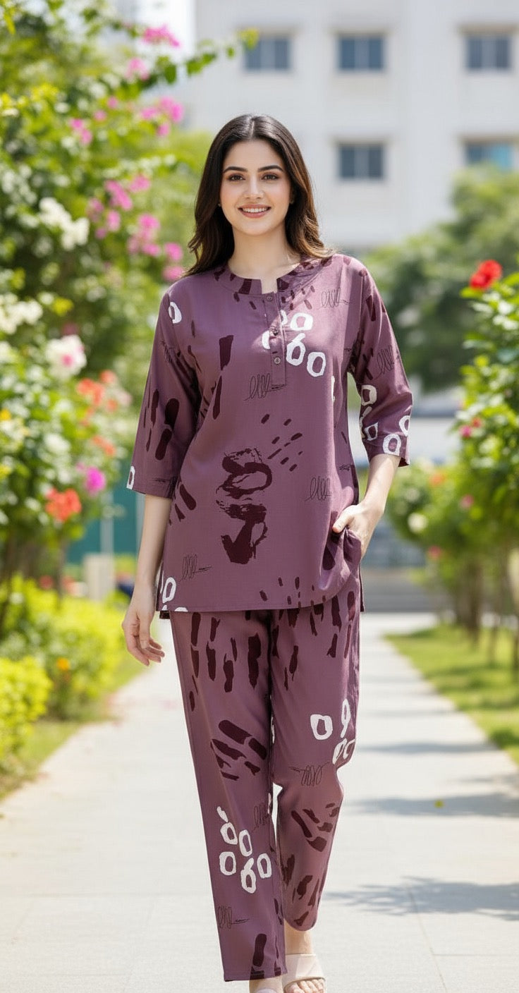 Tanirika – Plum Abstract Co-ord Set