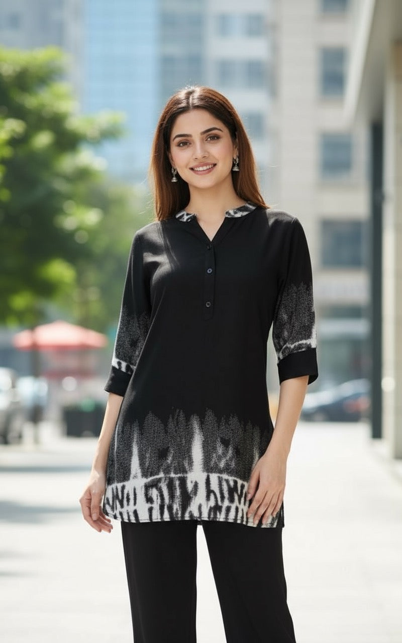 Nyra – Black & White Printed Co-ord Set