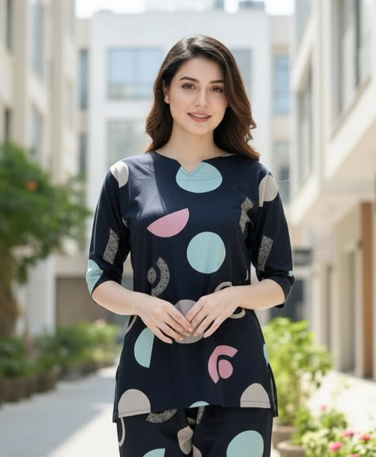 Chitrani – Navy Blue Printed Co-ord Set