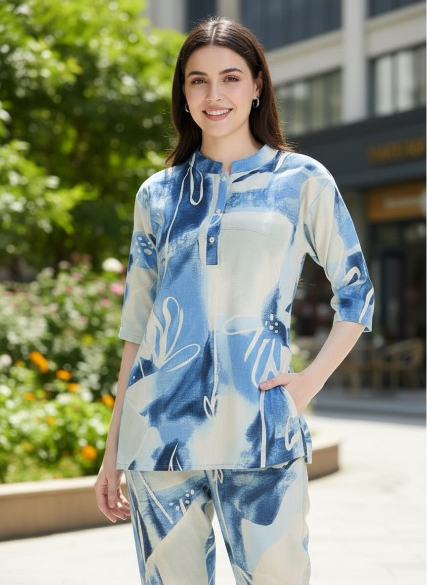 Neeraja – Light Blue Abstract Co-ord Set