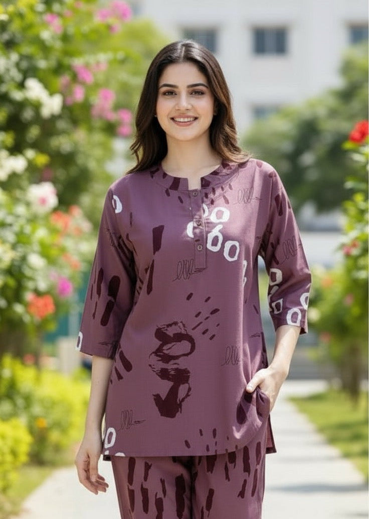 Tanirika – Plum Abstract Co-ord Set