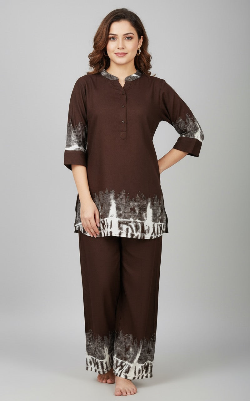 Vihana – Brown & White Co-ord Set