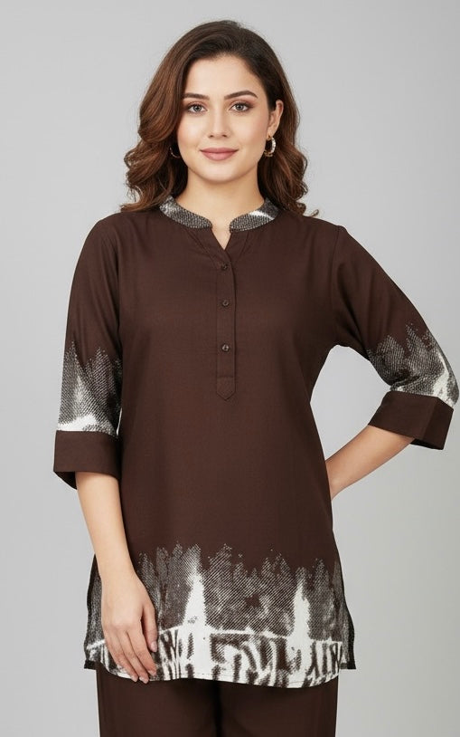 Vihana – Brown & White Co-ord Set