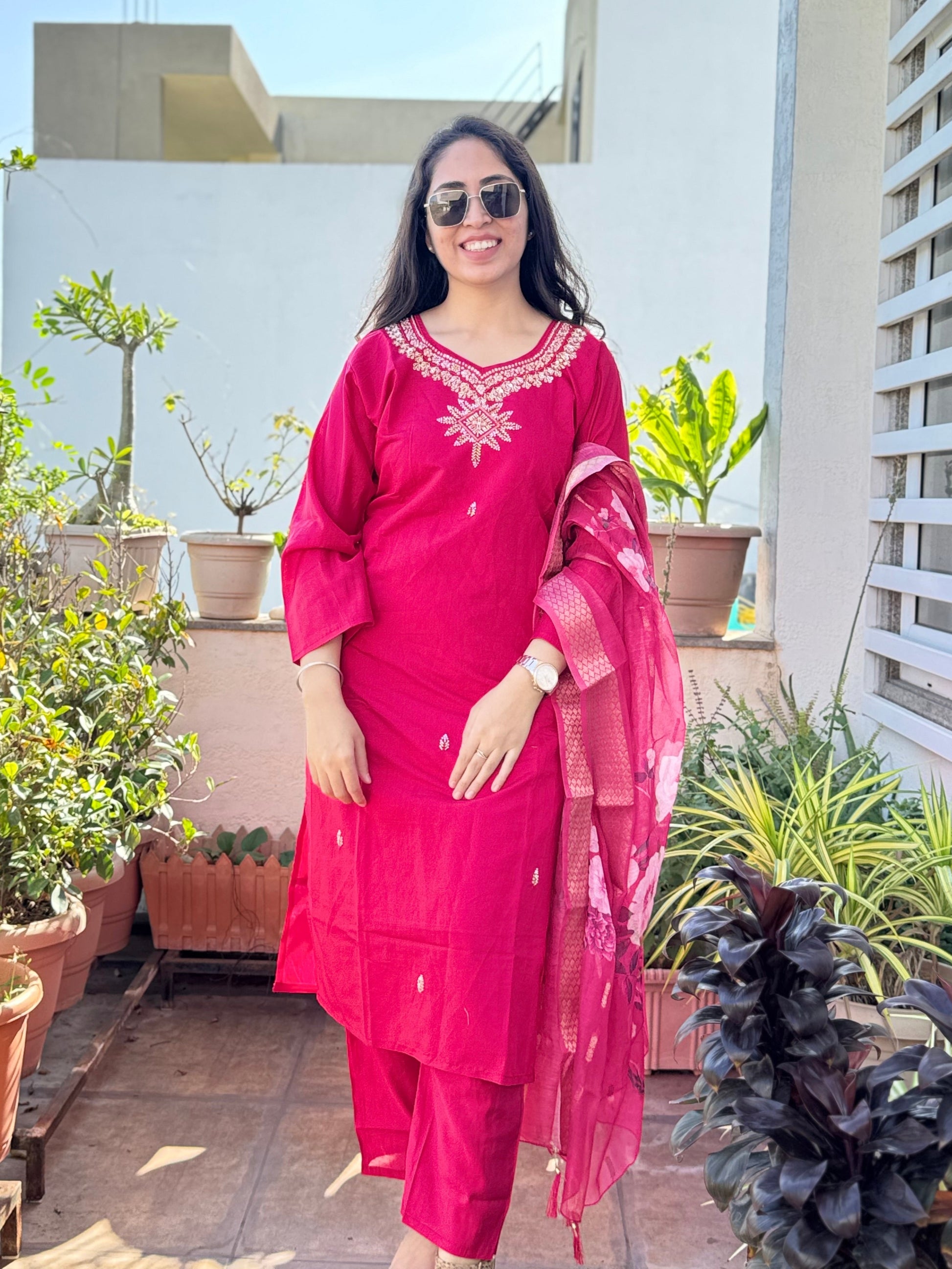 Kumud – Rani Pink Handwork 3-piece Suit