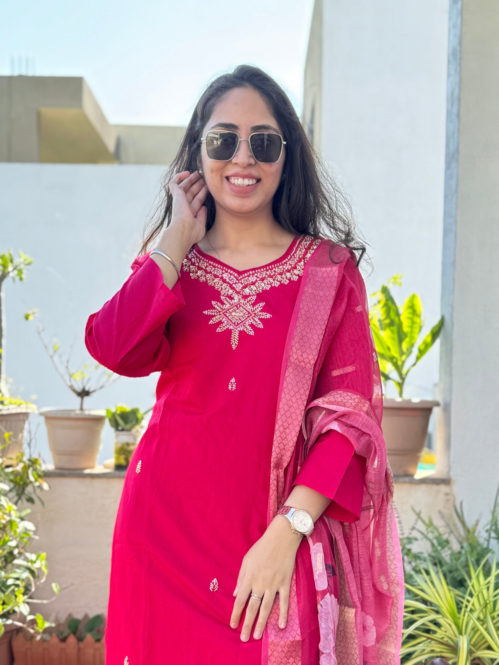 Kumud – Rani Pink Handwork 3-piece Suit