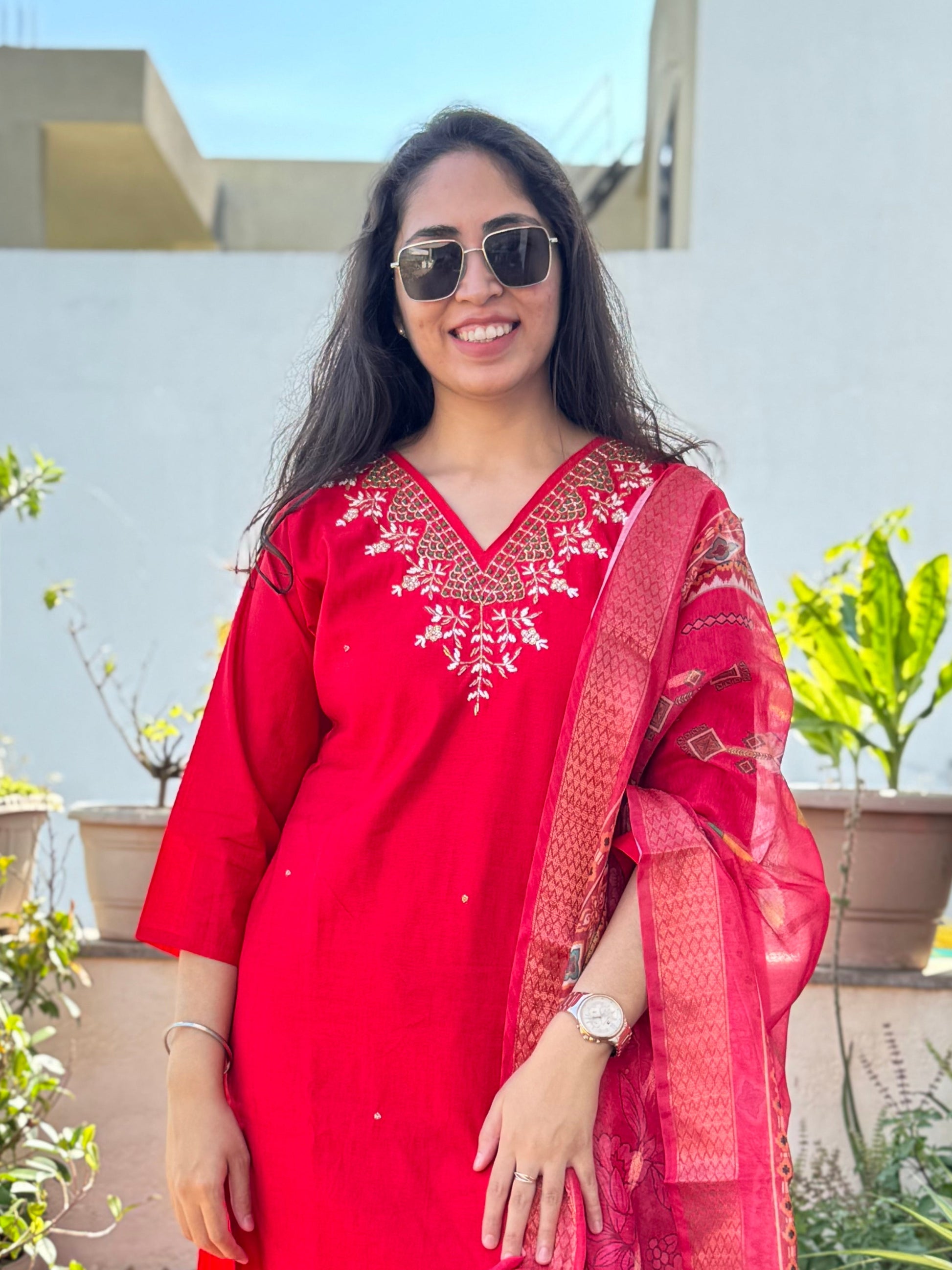 Kanira – Red Handwork 3-piece Suit