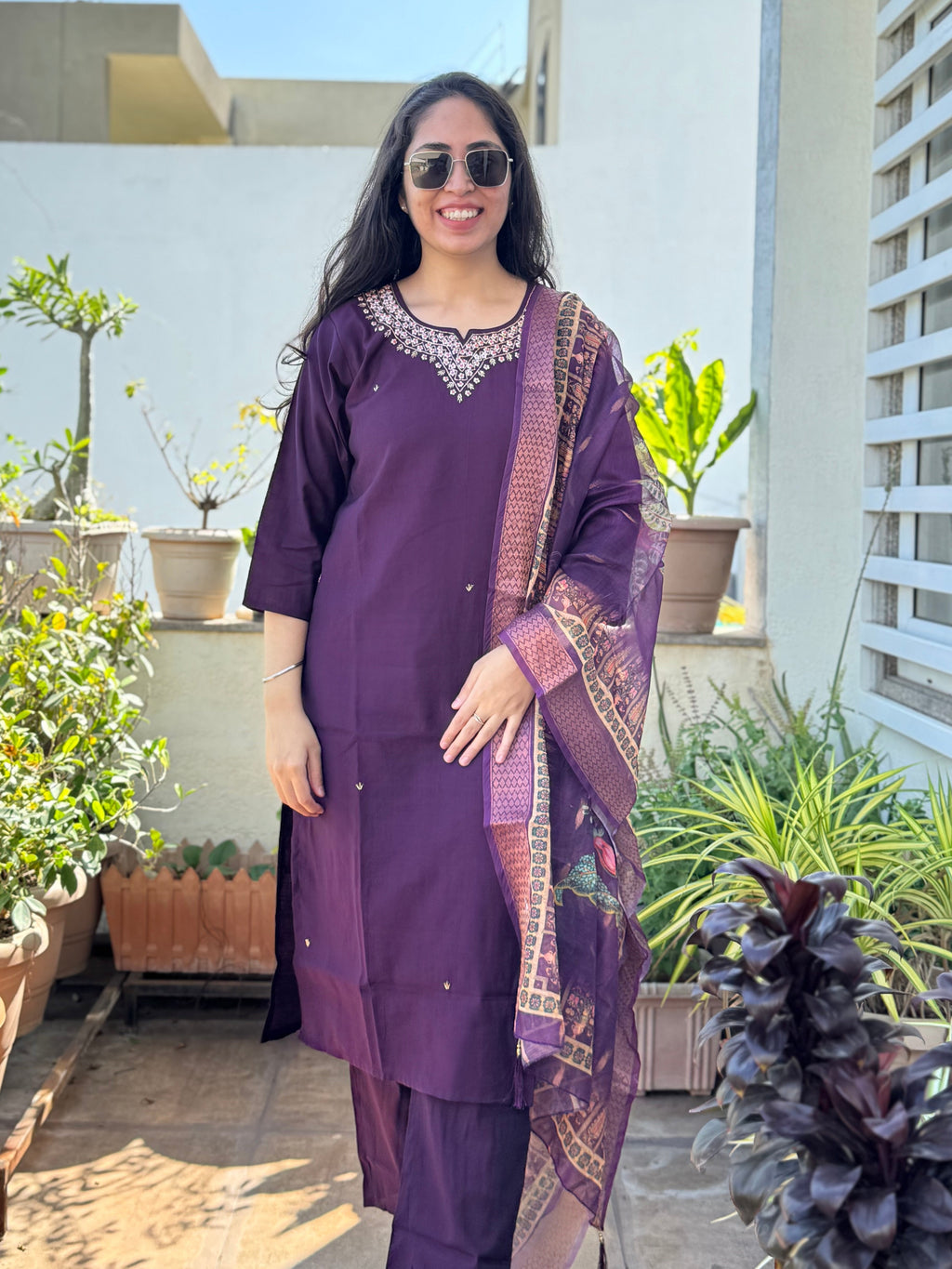 Ishira – Purple Handwork 3-piece Suit