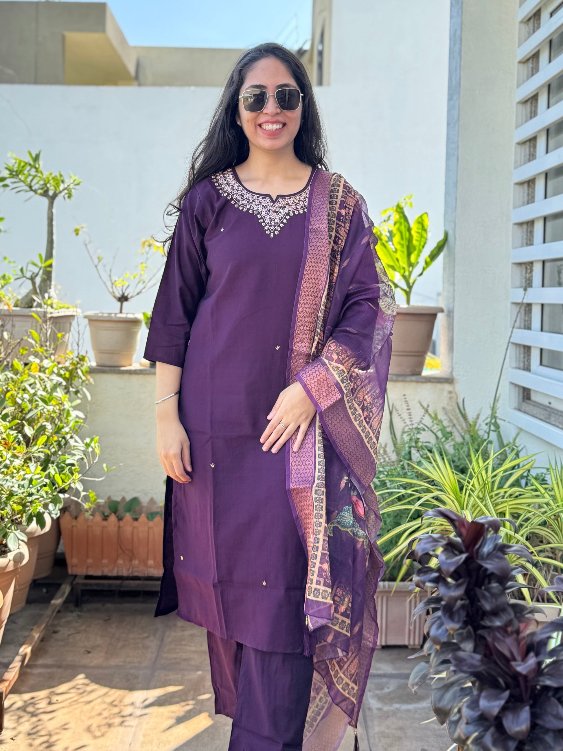 Ishira – Purple Handwork 3-piece Suit