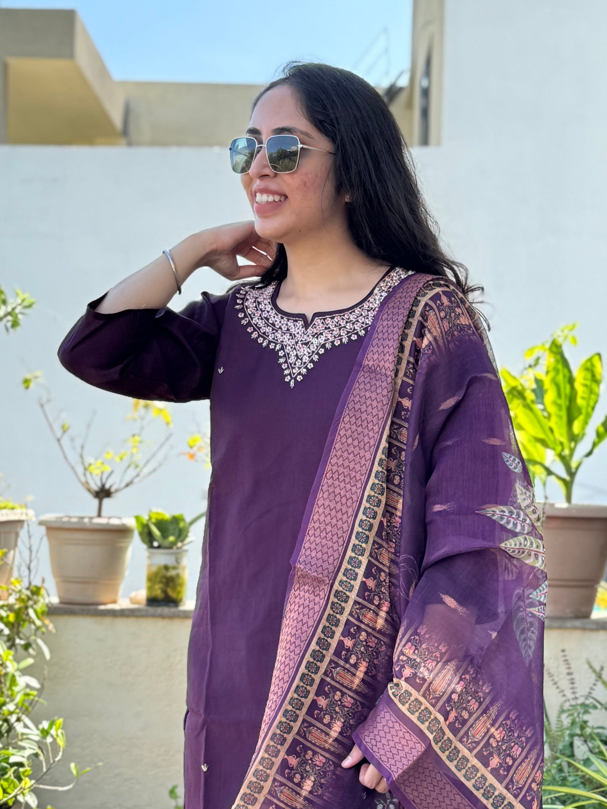 Ishira – Purple Handwork 3-piece Suit