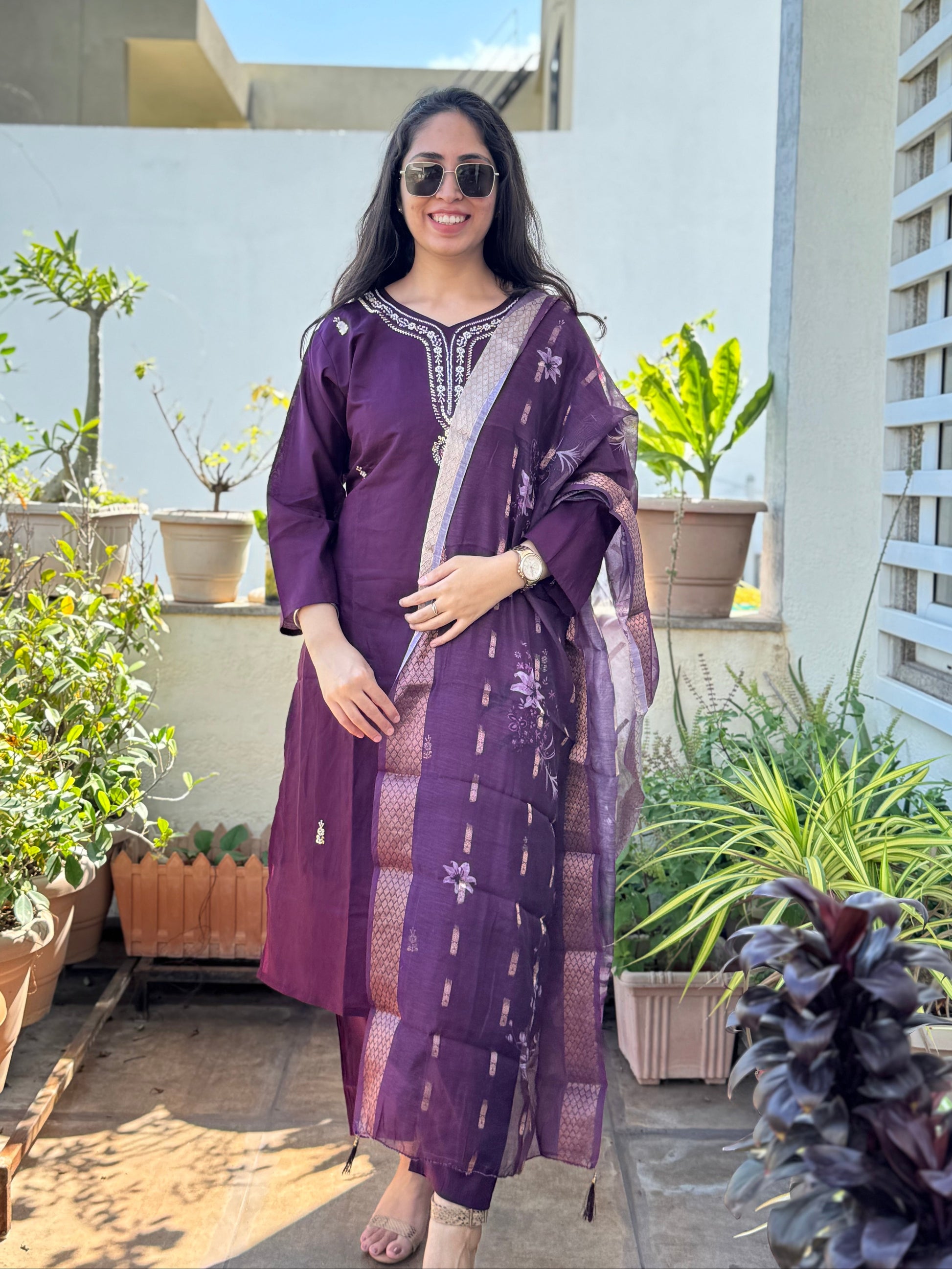 Yamika – Purple Handwork 3-piece Suit