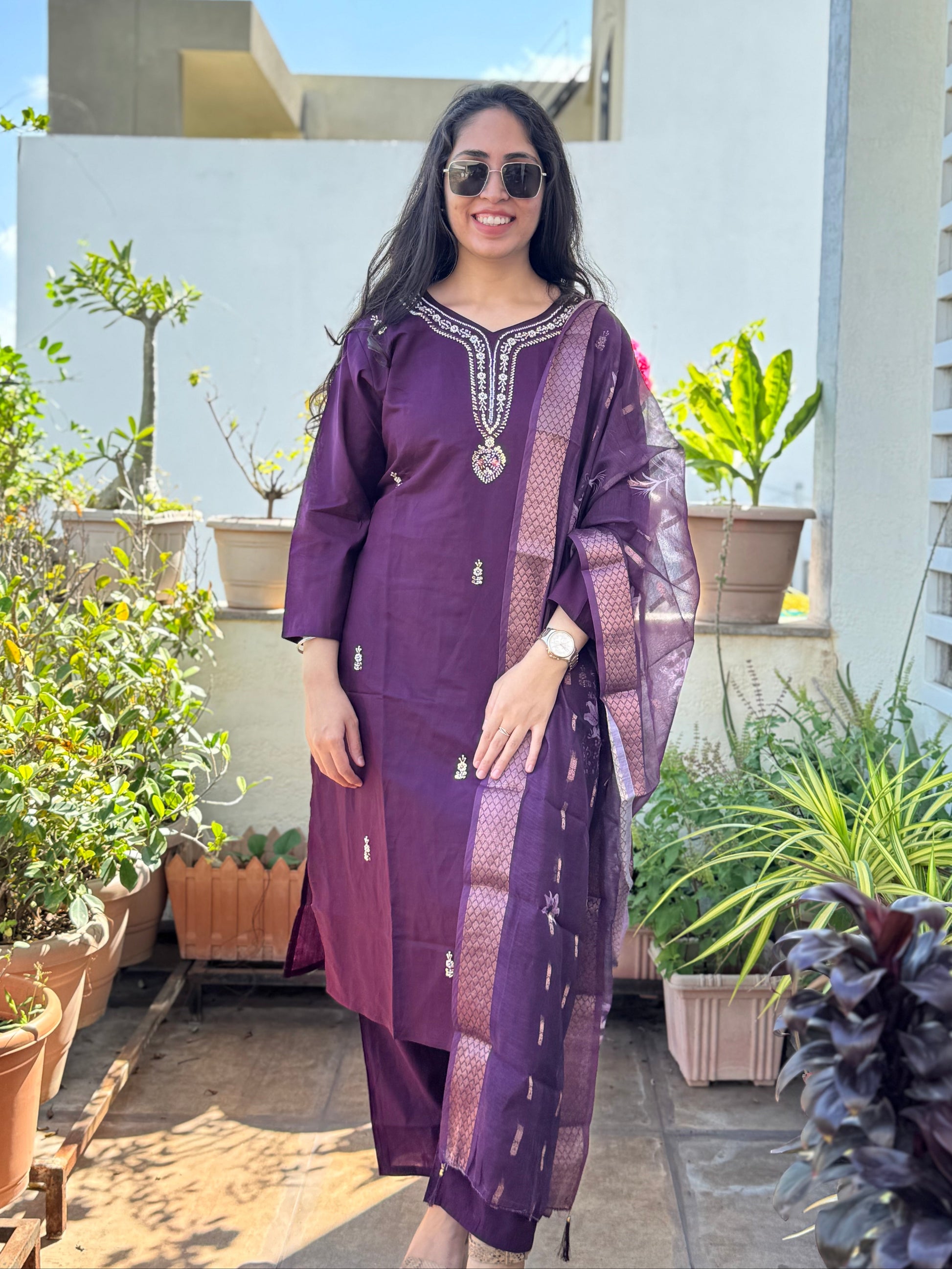 Yamika – Purple Handwork 3-piece Suit