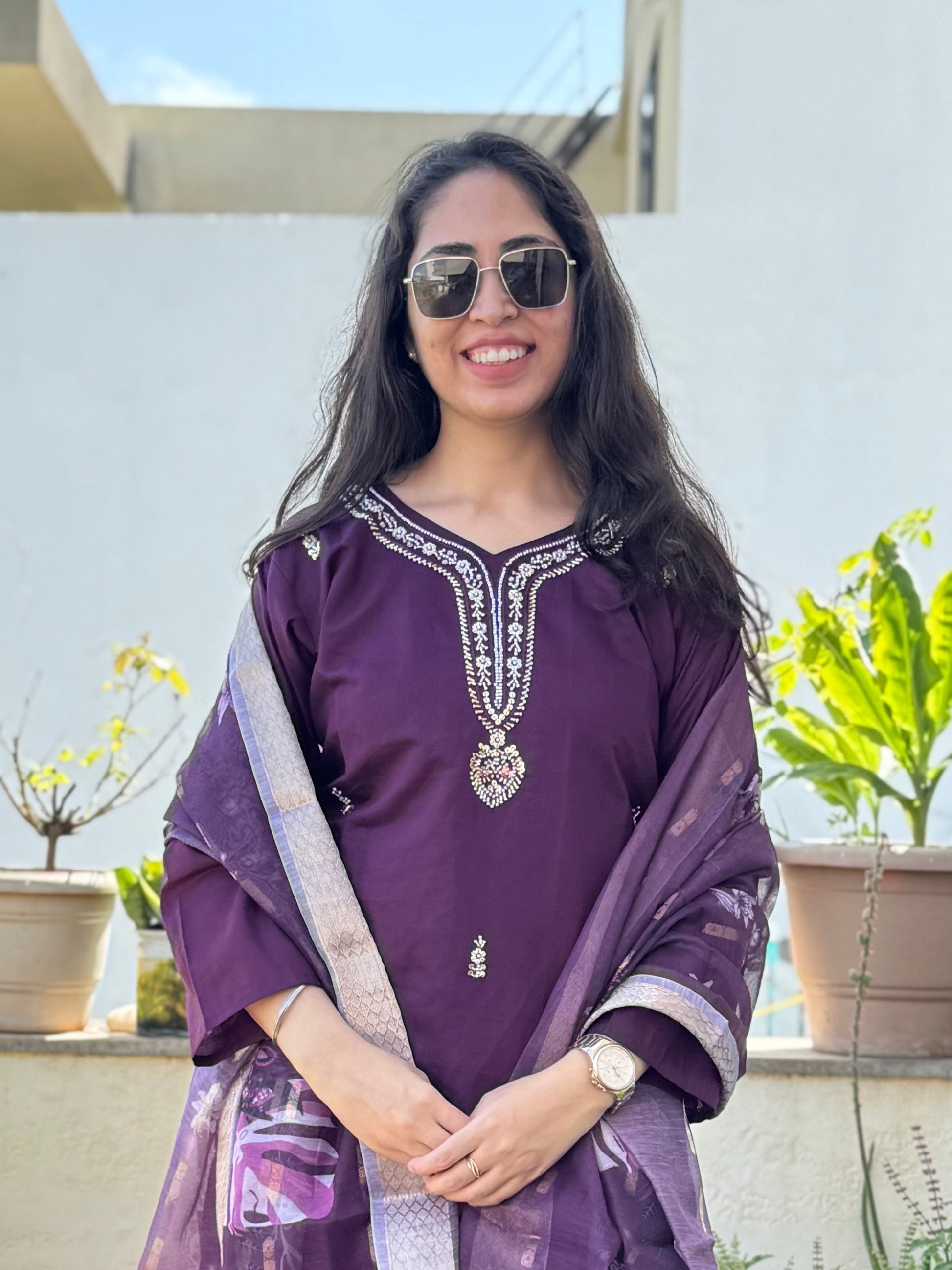 Yamika – Purple Handwork 3-piece Suit