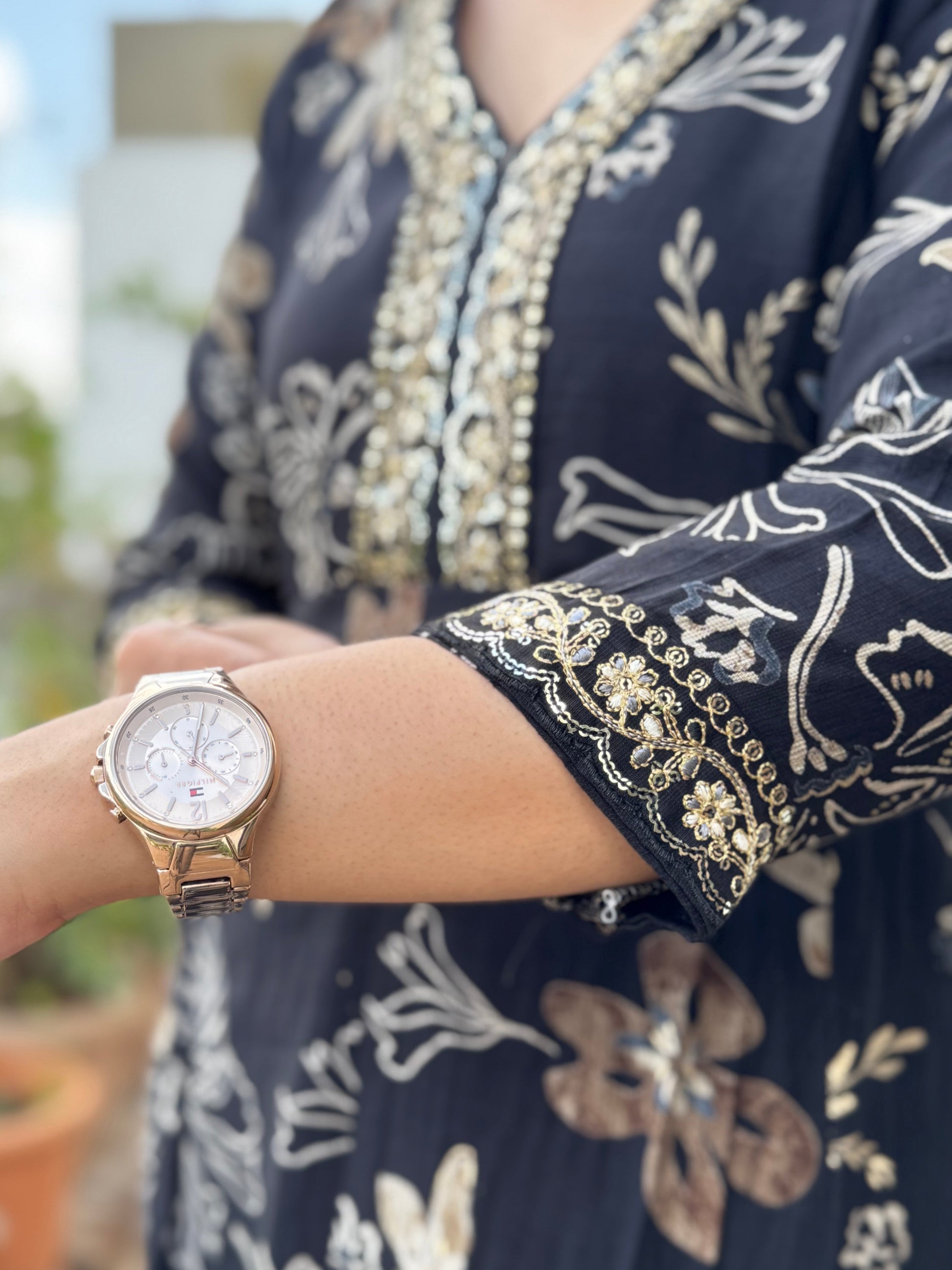 Tanirika – Black Printed Gher 3-piece Suit