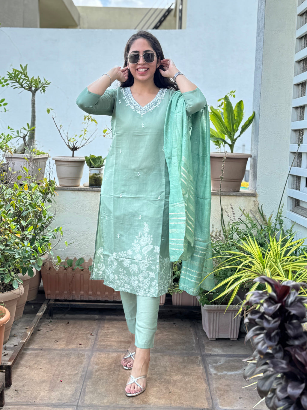 Sarika – Pastel Green 3pcs Suit