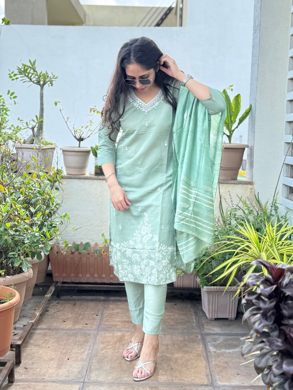 Sarika – Pastel Green 3pcs Suit