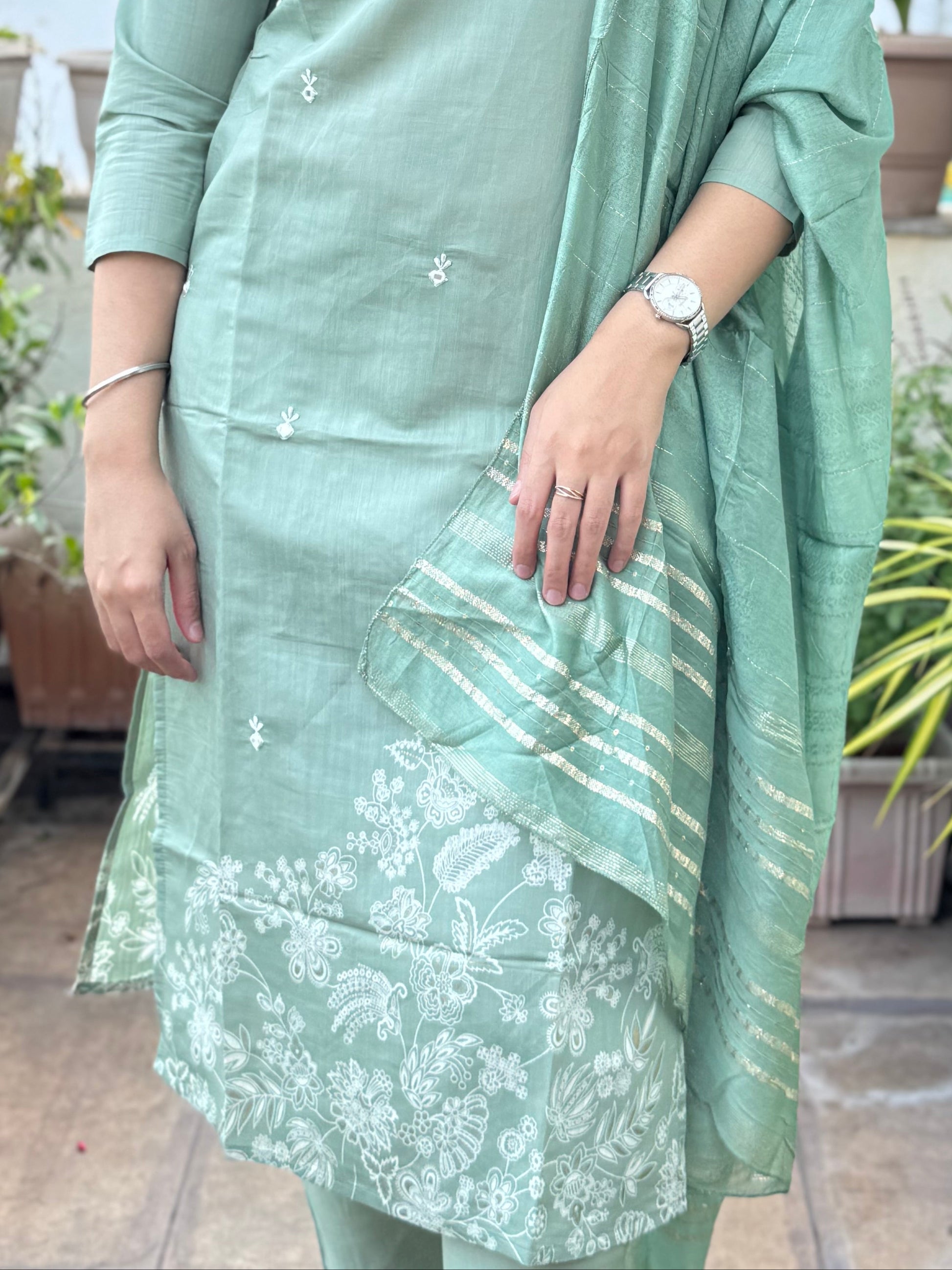 Sarika – Pastel Green 3pcs Suit